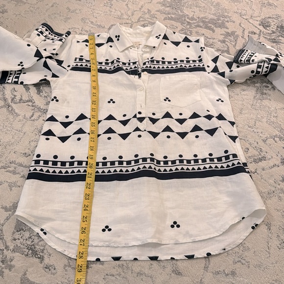 100% Linen J. Crew White Shirt Like New Printed Shirt Size Medium / Large - Picture 10 of 10